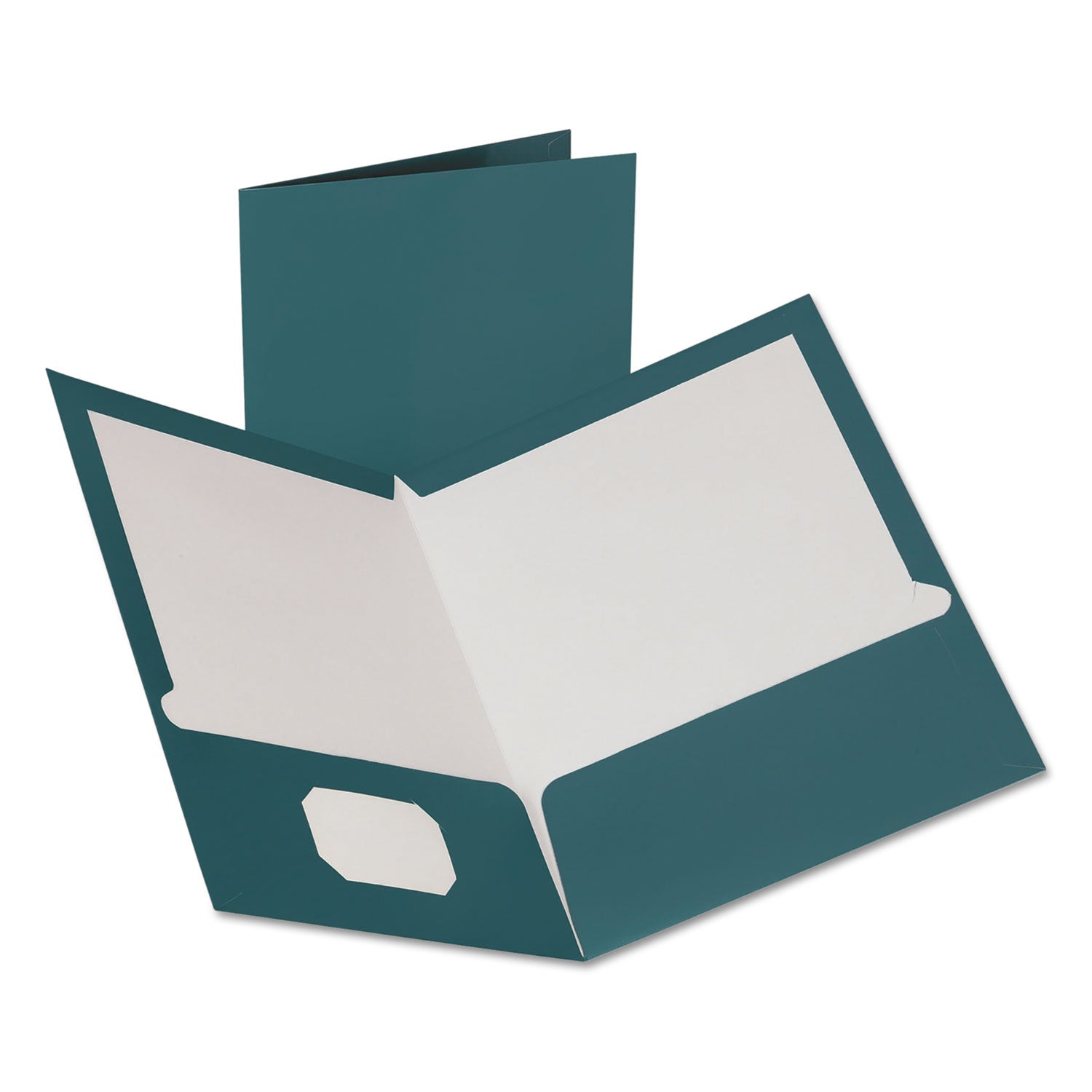 Two-Pocket Laminated Folder, 100-Sheet Capacity, 11 x 8.5, Metallic Teal, 25/Box - 