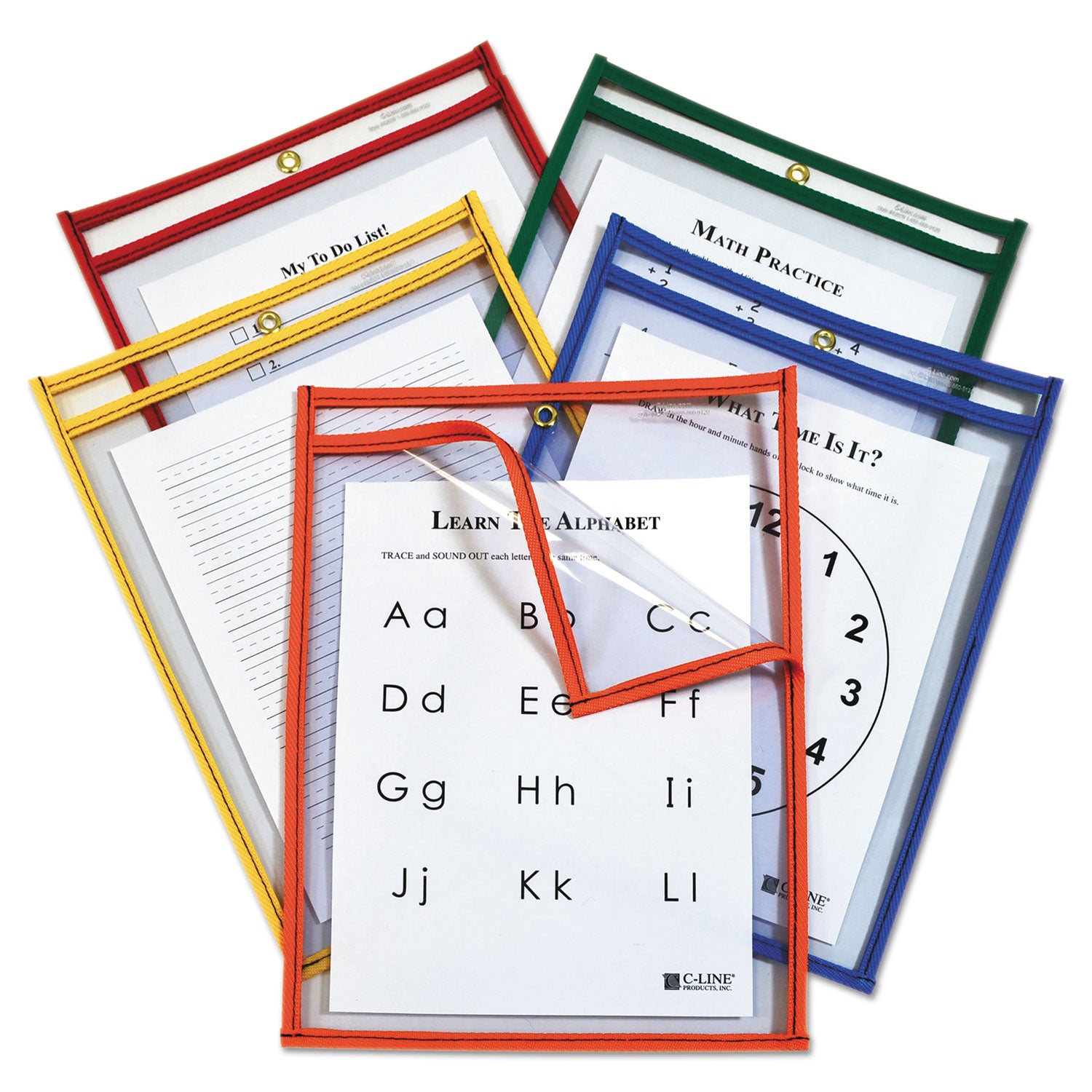 reusable-dry-erase-pockets-easy-load-9-x-12-assorted-primary-colors-25-pack_cli42620 - 1