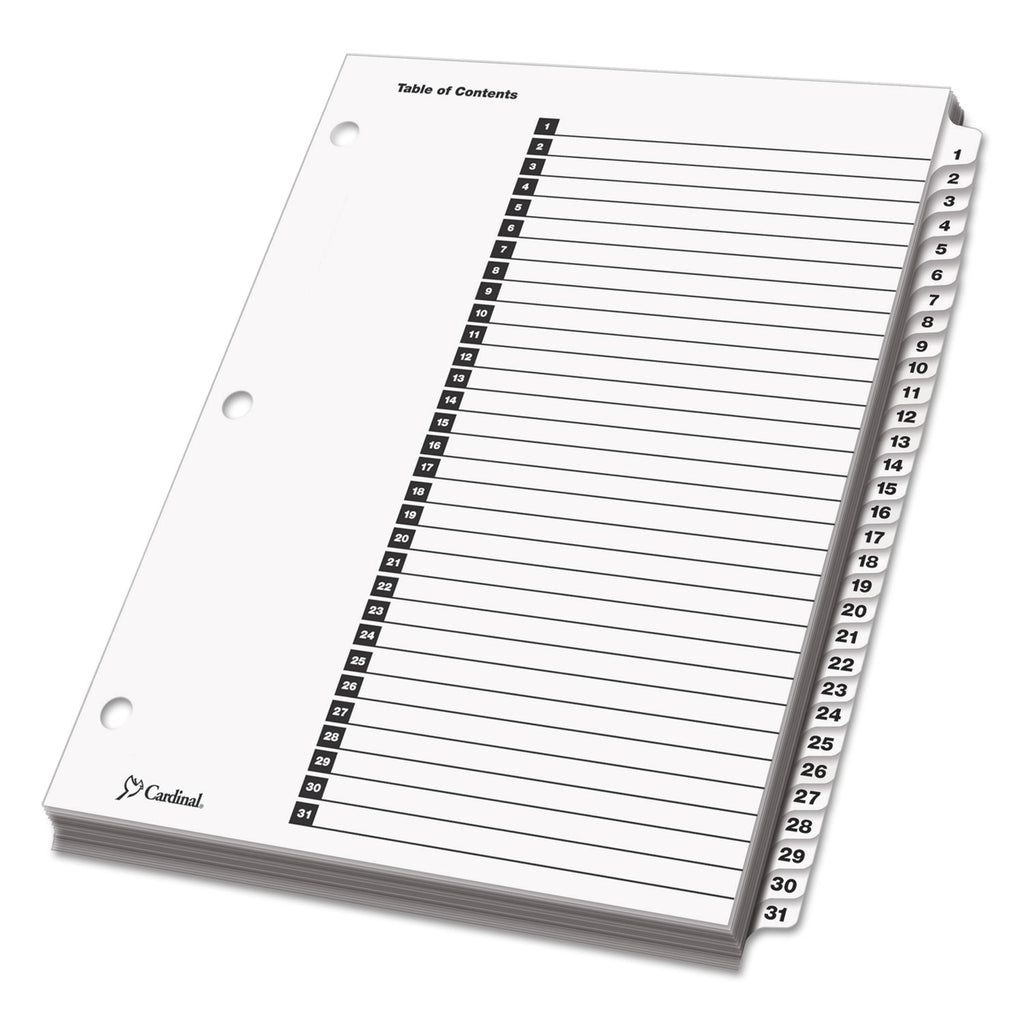 OneStep Printable Table of Contents and Dividers, 31-Tab, 1 to 31, 11 x 8.5, White, White Tabs, 1 Set - 