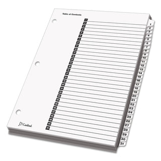 OneStep Printable Table of Contents and Dividers, 31-Tab, 1 to 31, 11 x 8.5, White, White Tabs, 1 Set - 