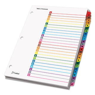 OneStep Printable Table of Contents and Dividers, 26-Tab, A to Z, 11 x 8.5, White, Assorted Tabs, 1 Set - 