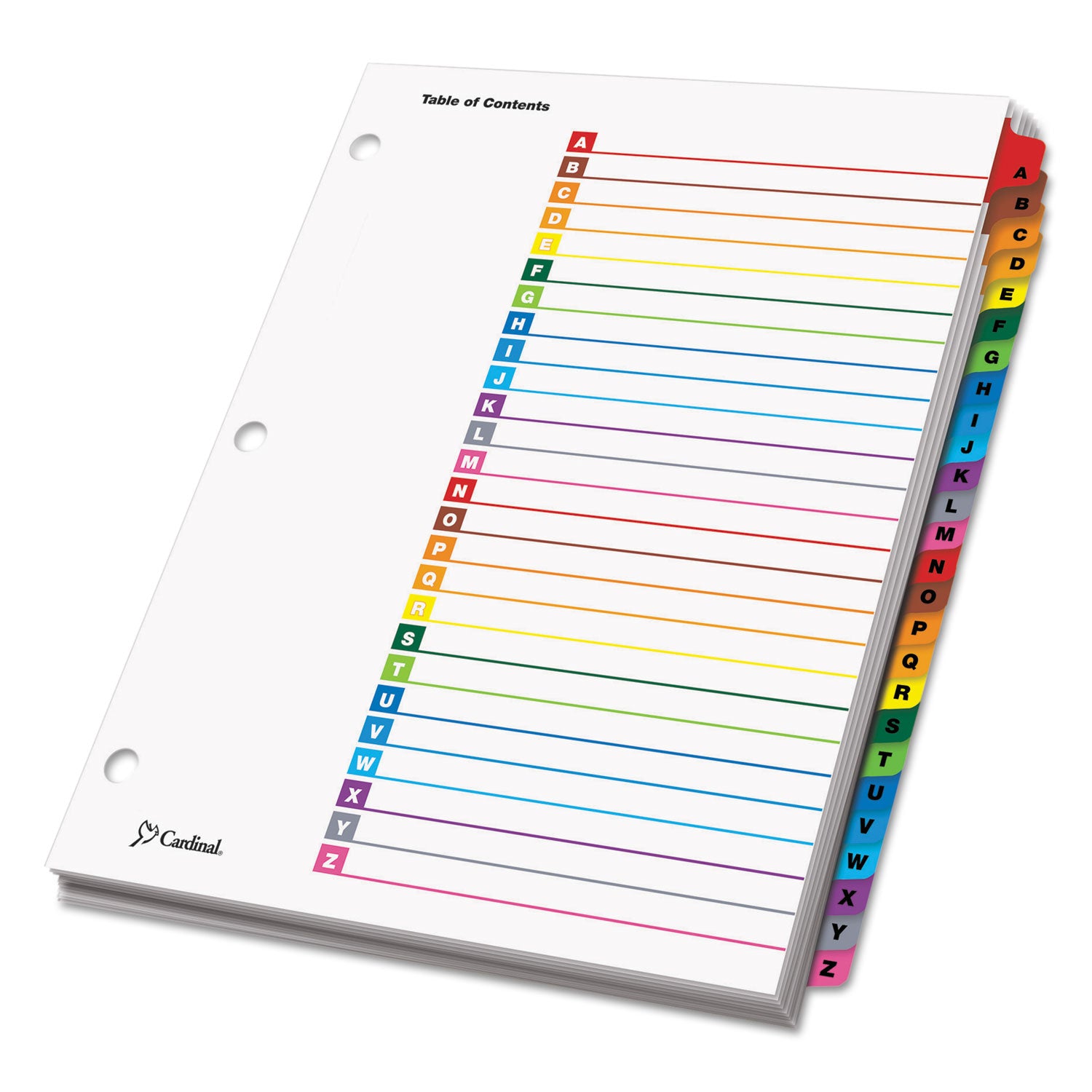 OneStep Printable Table of Contents and Dividers, 26-Tab, A to Z, 11 x 8.5, White, Assorted Tabs, 1 Set - 