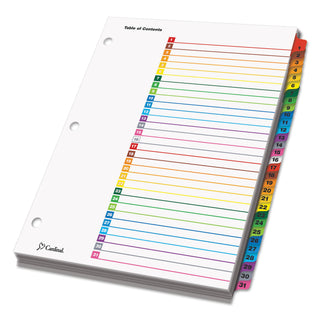 OneStep Printable Table of Contents and Dividers, 31-Tab, 1 to 31, 11 x 8.5, White, Assorted Tabs, 1 Set - 