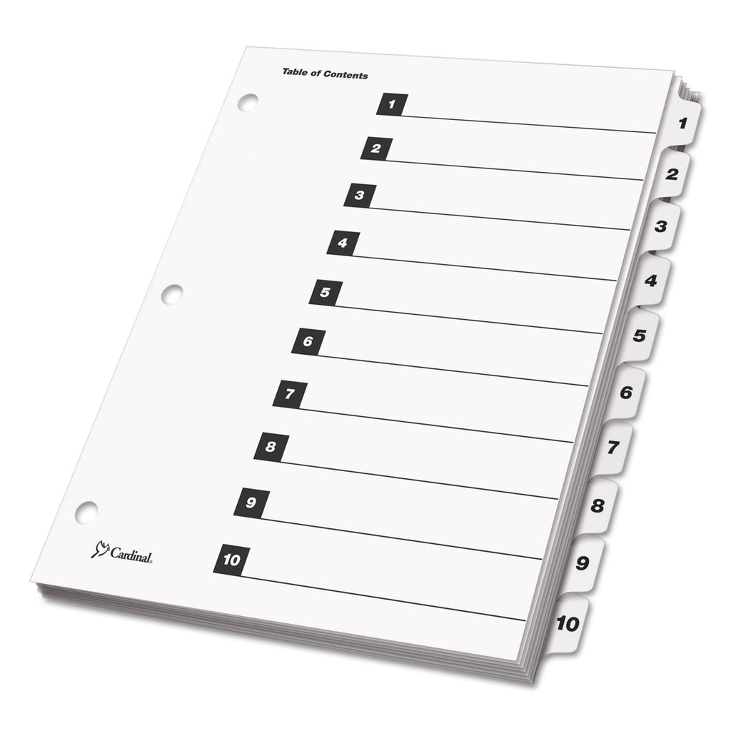 OneStep Printable Table of Contents and Dividers, 10-Tab, 1 to 10, 11 x 8.5, White, White Tabs, 1 Set - 