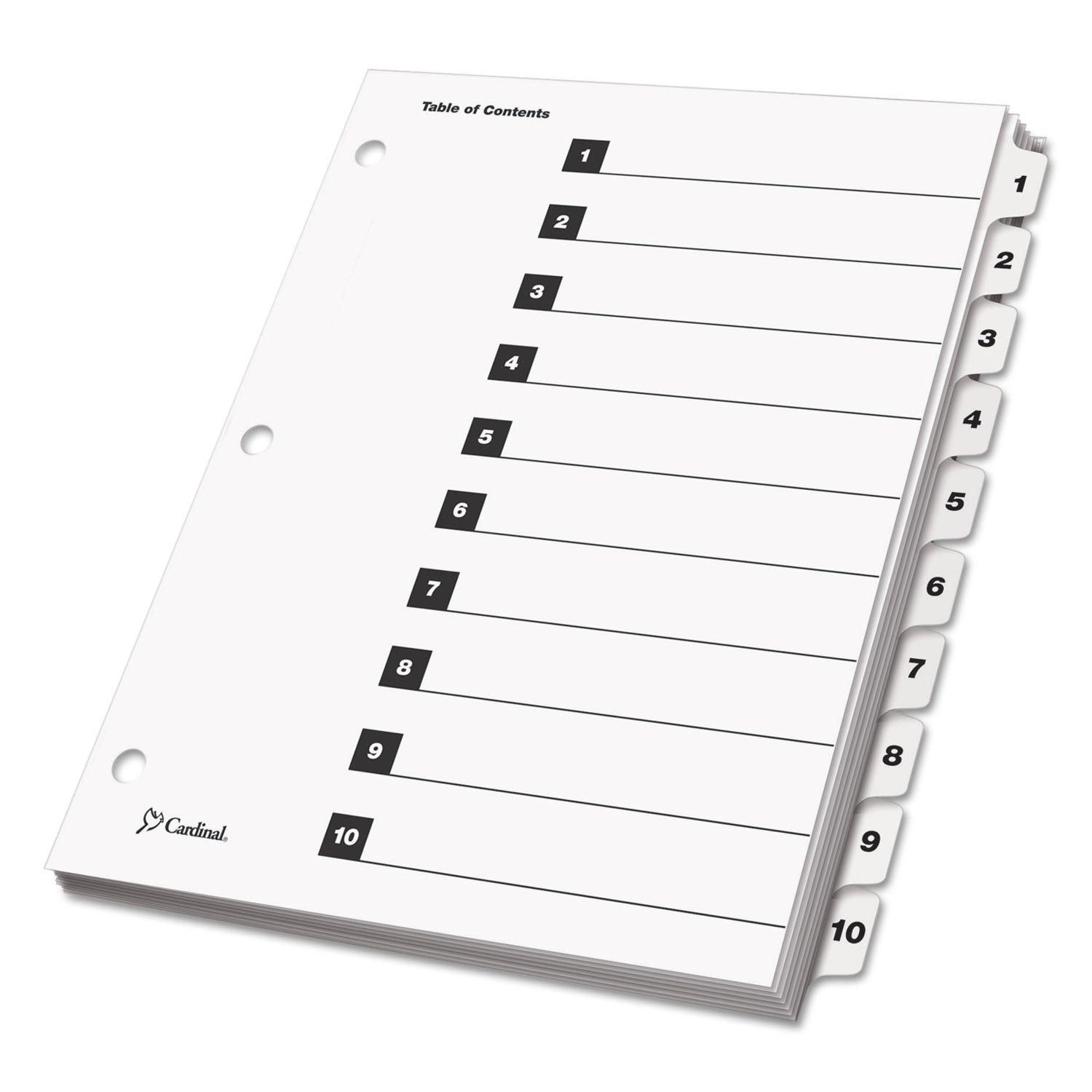 OneStep Printable Table of Contents and Dividers, 10-Tab, 1 to 10, 11 x 8.5, White, White Tabs, 1 Set - 