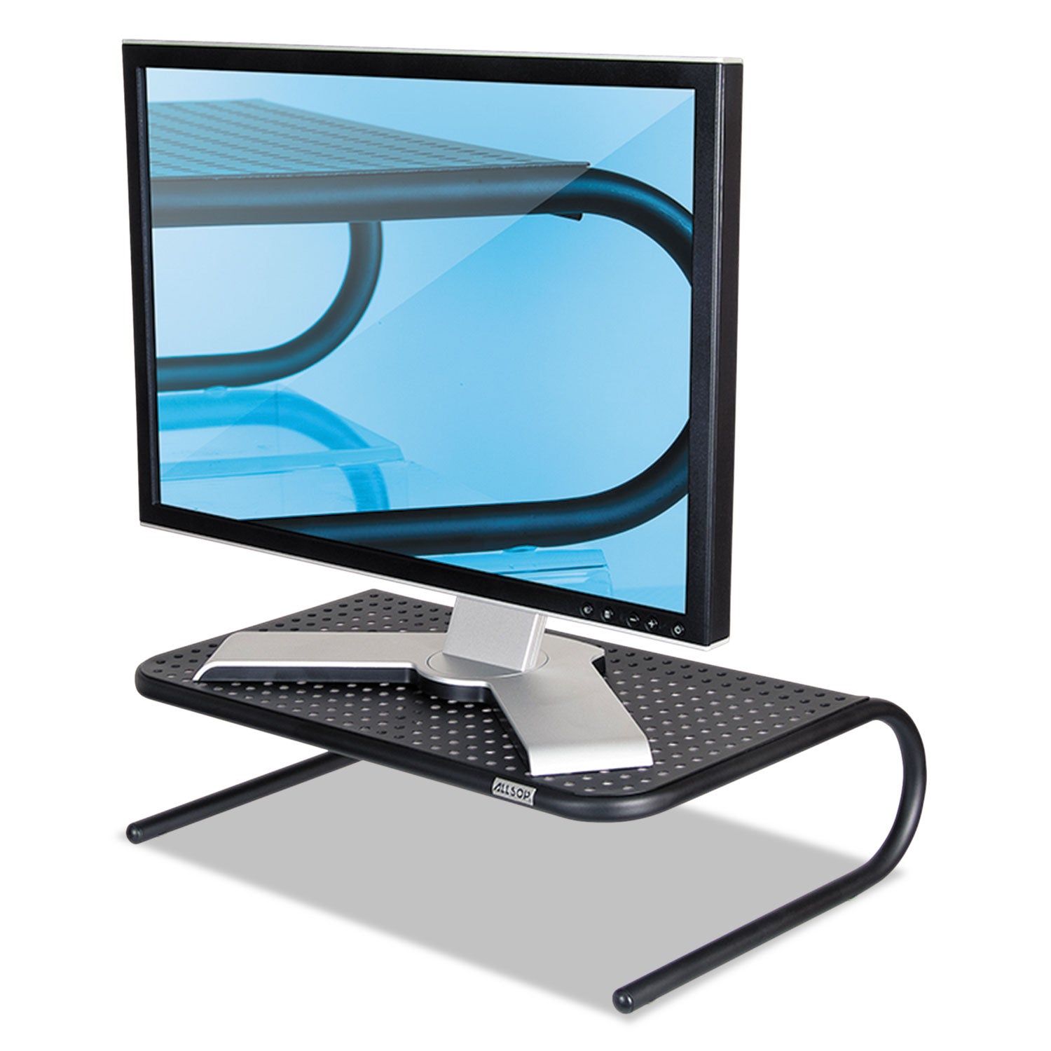 Metal Art Monitor Stand, 19" x 12.5" x 5.25", Black, Supports 30 lbs - 