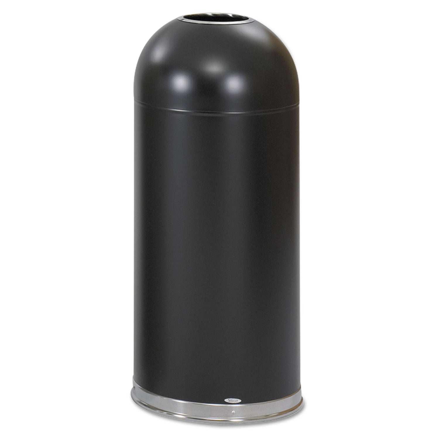 Safco Open Top Dome Waste Receptacle - 15 gal Capacity - Round - 15" Opening Diameter - 37" Height - Stainless Steel - Black - 1 Each