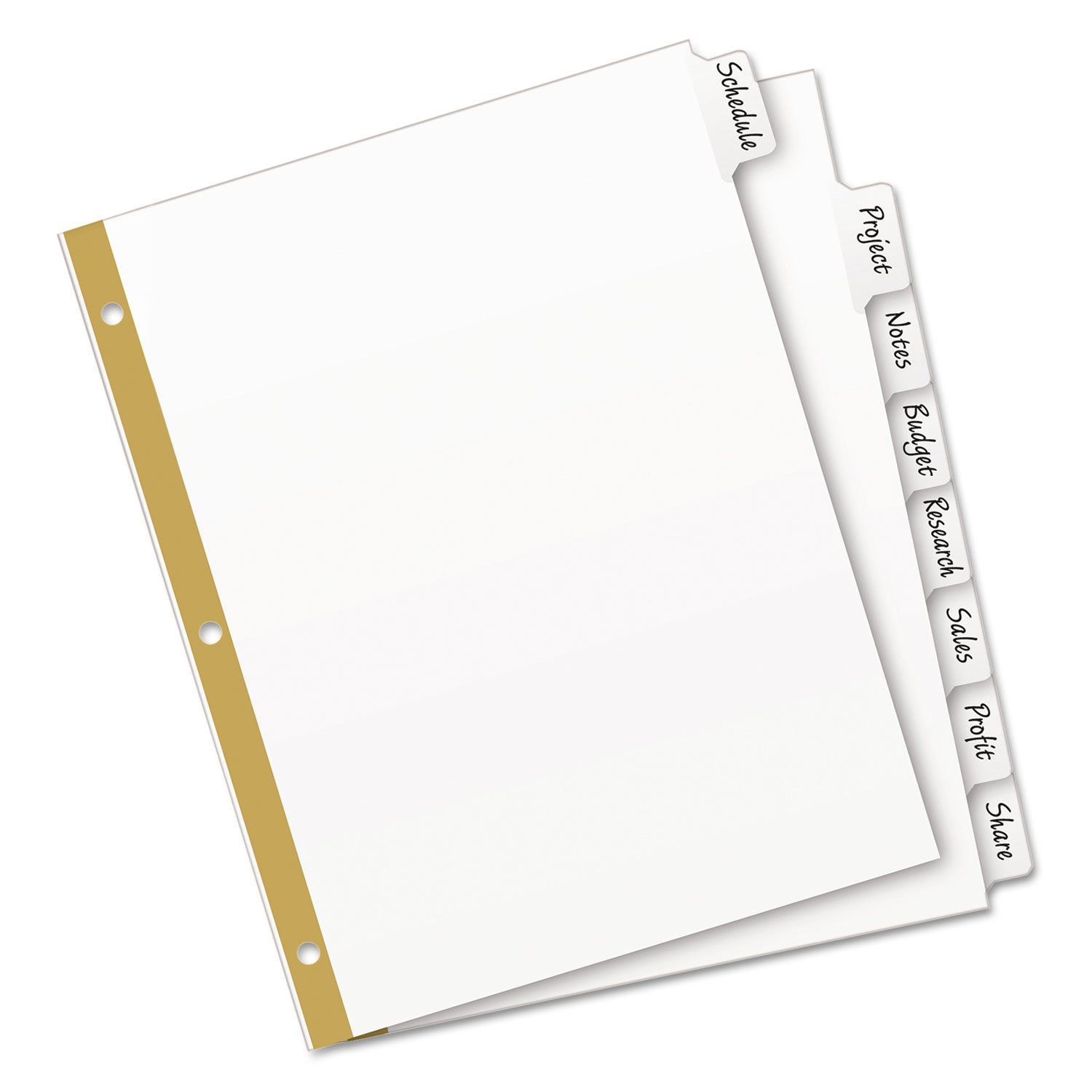 Write and Erase Big Tab Paper Dividers, 8-Tab, 11 x 8.5, White, White Tabs, 1 Set - 