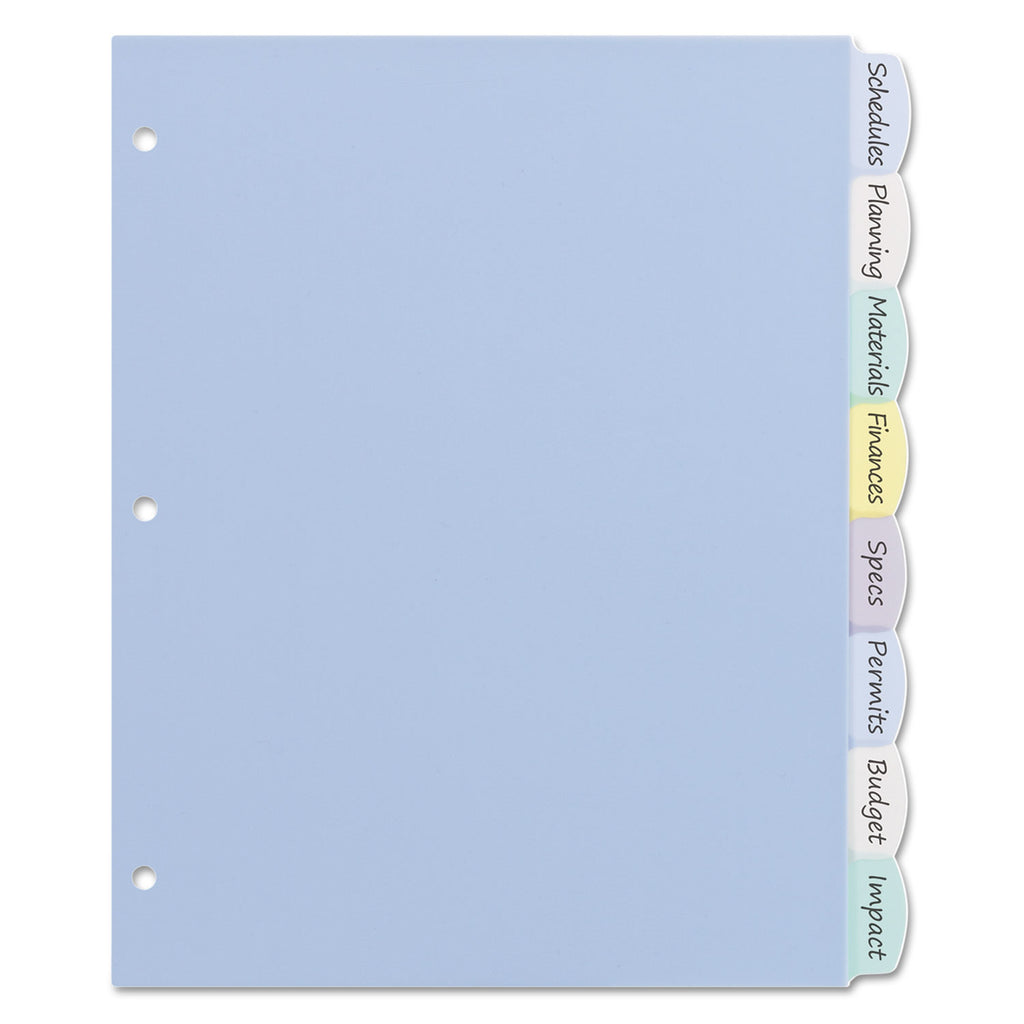 Write and Erase Big Tab Durable Plastic Dividers, 3-Hole Punched, 8-Tab, 11 x 8.5, Assorted, 1 Set