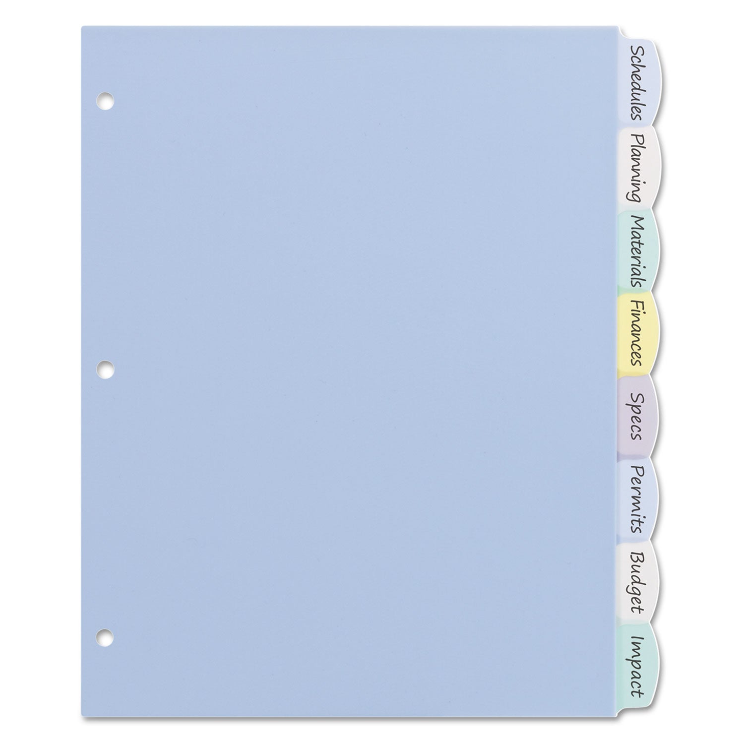 Write and Erase Big Tab Durable Plastic Dividers, 3-Hole Punched, 8-Tab, 11 x 8.5, Assorted, 1 Set