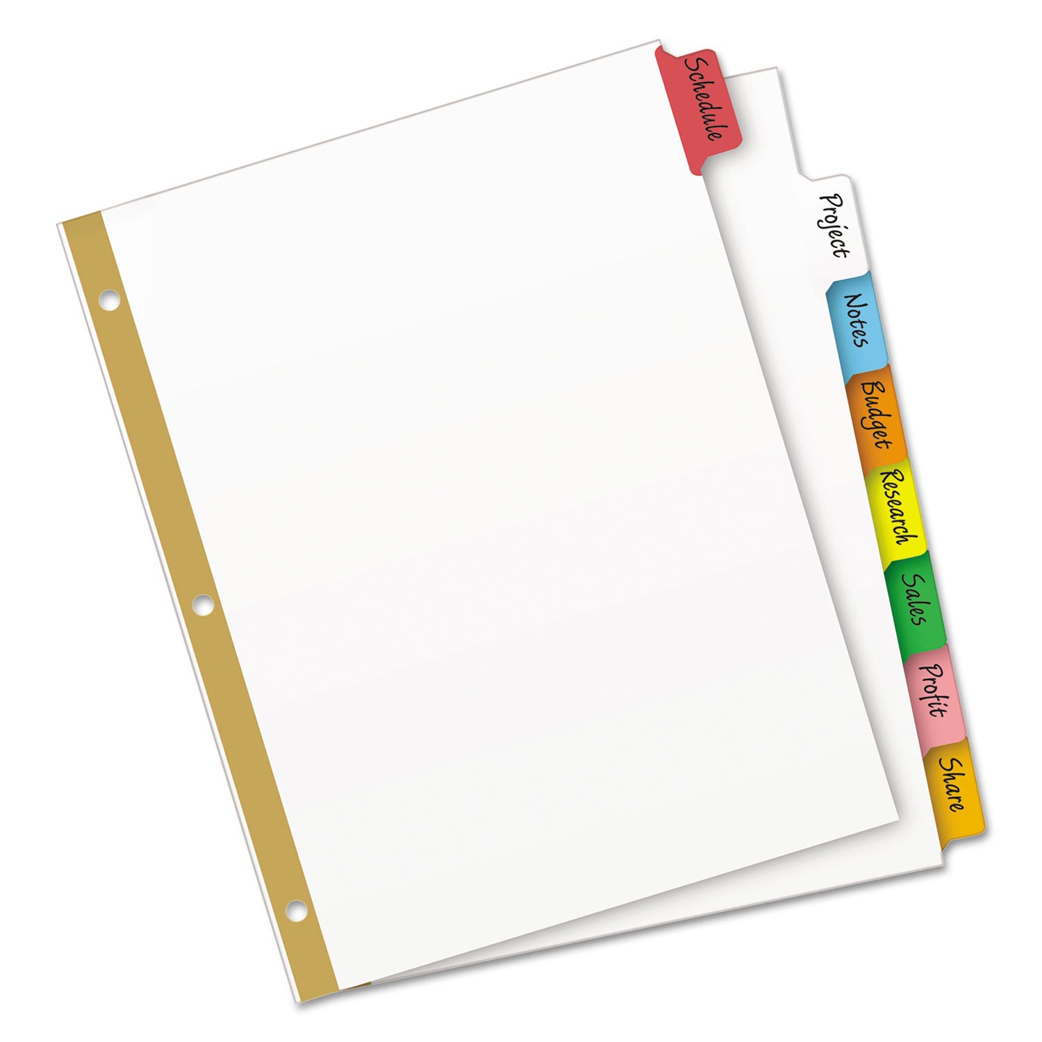 Write and Erase Big Tab Paper Dividers, 8-Tab, 11 x 8.5, White, Assorted Tabs,1 Set - 