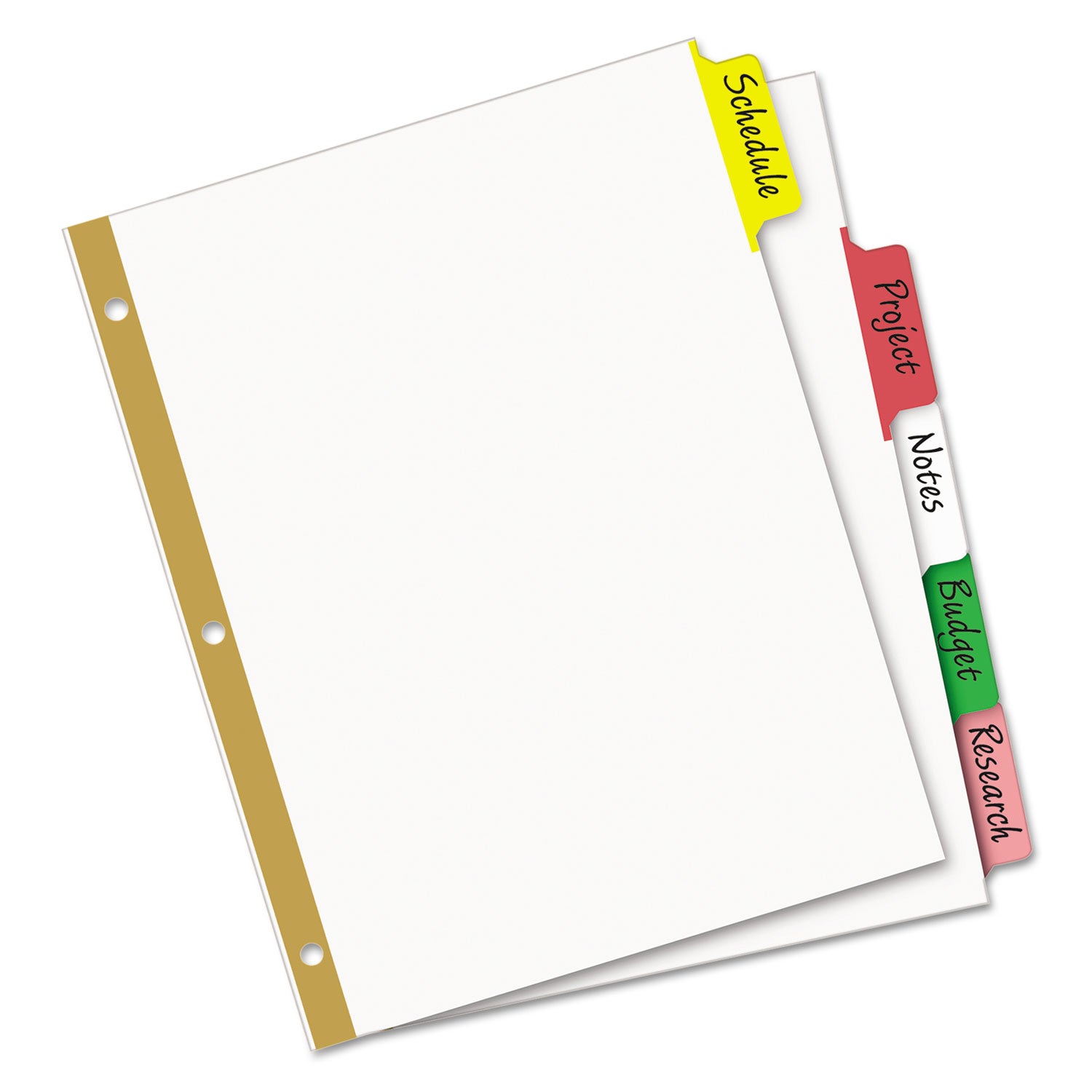 Write and Erase Big Tab Paper Dividers, 5-Tab, 11 x 8.5, White, Assorted Tabs, 1 Set - 