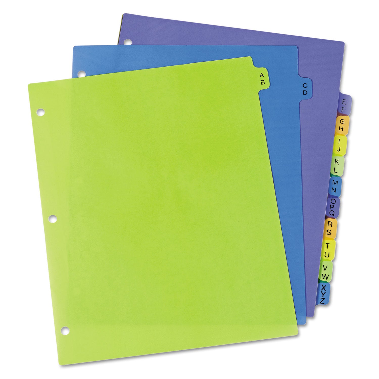 Durable Preprinted Plastic Tab Dividers, 12-Tab, A to Z, 11 x 8.5, Assorted, 1 Set - 