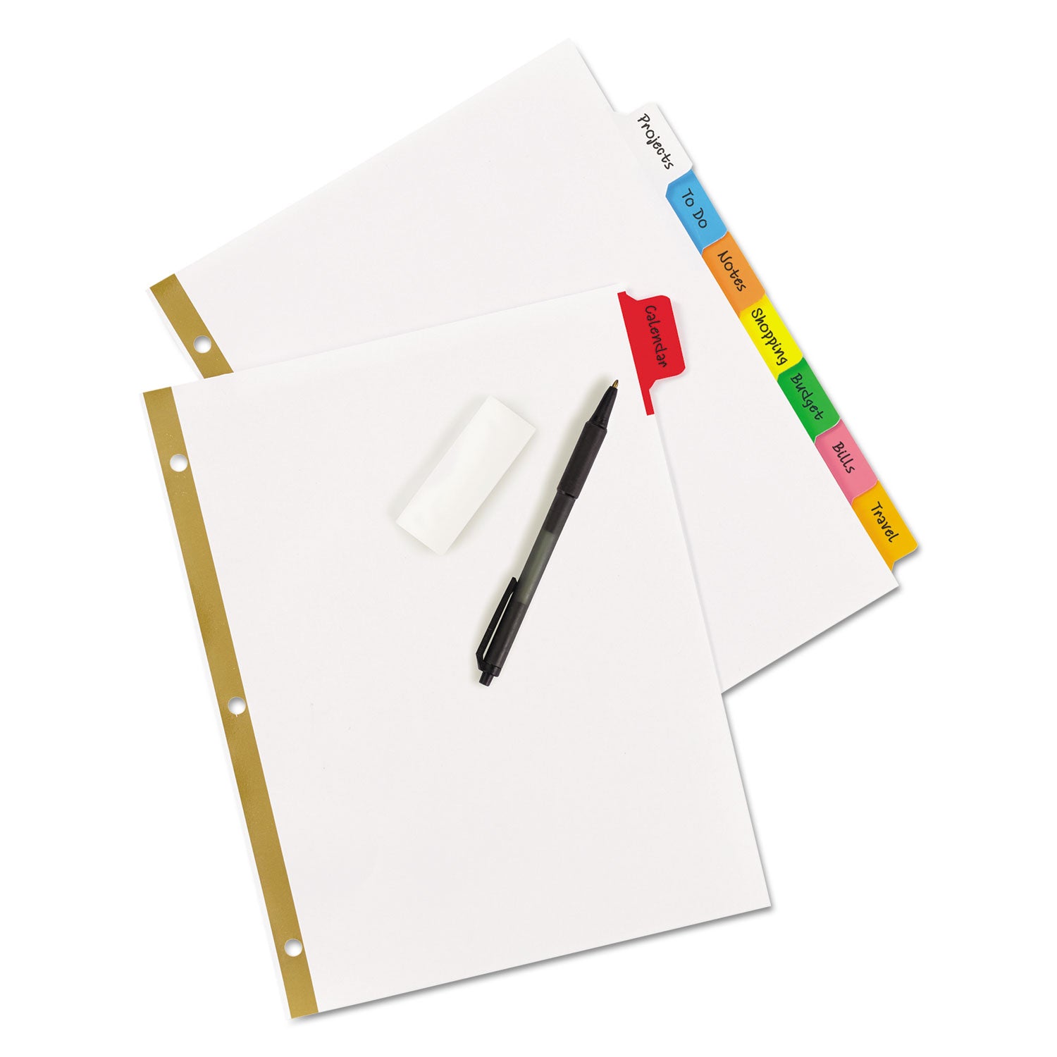 Write and Erase Big Tab Paper Dividers, 8-Tab, 11 x 8.5, White, Assorted Tabs,1 Set - 