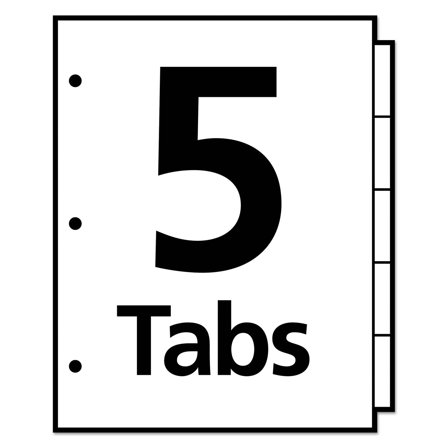 Write and Erase Big Tab Paper Dividers, 5-Tab, 11 x 8.5, White, Assorted Tabs, 1 Set - 