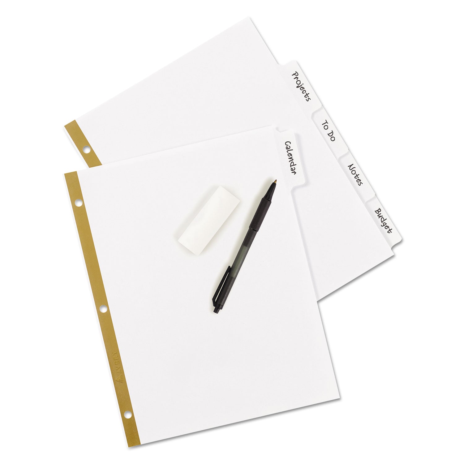 Write and Erase Big Tab Paper Dividers, 5-Tab, 11 x 8.5, White, White Tabs, 1 Set - 