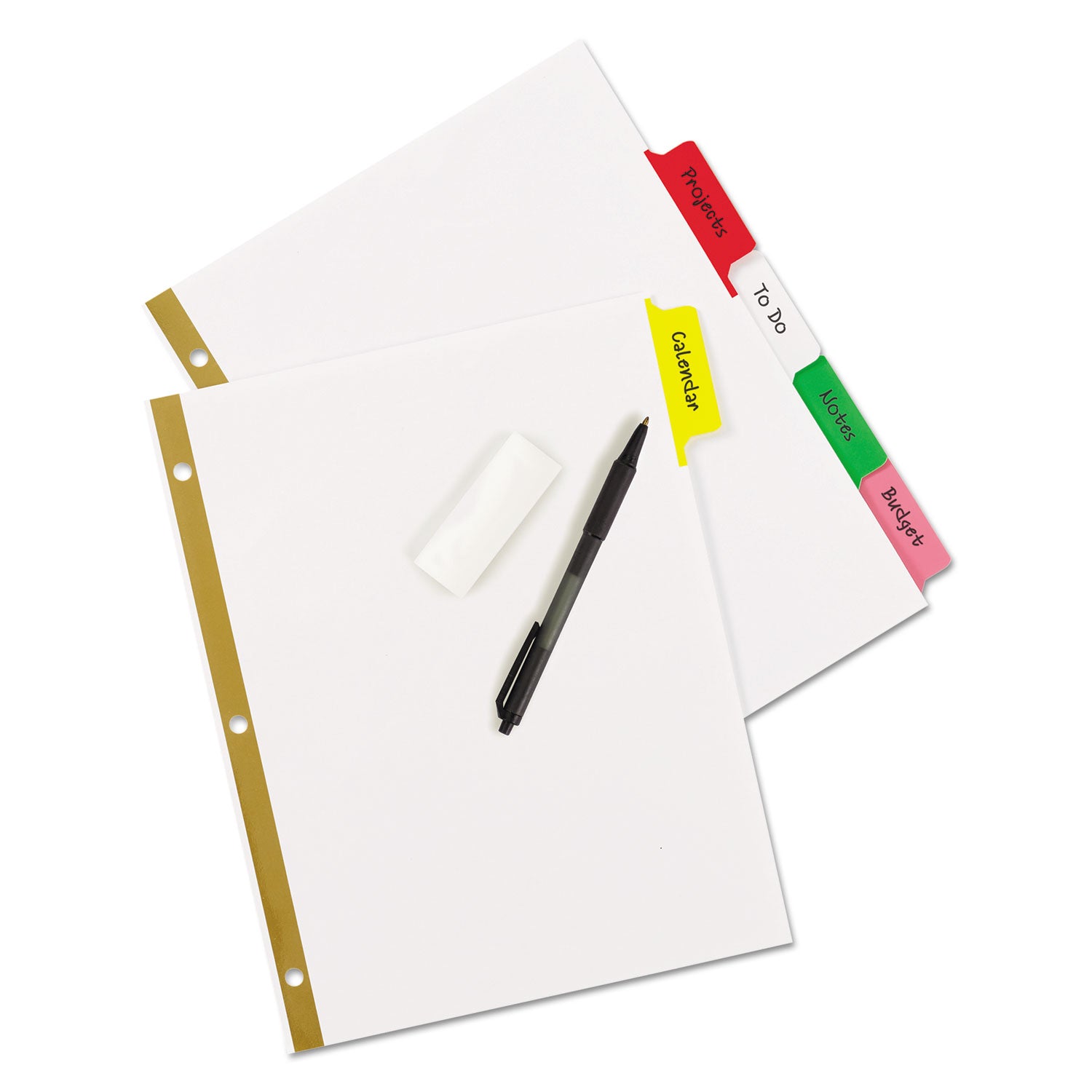 Write and Erase Big Tab Paper Dividers, 5-Tab, 11 x 8.5, White, Assorted Tabs, 1 Set - 