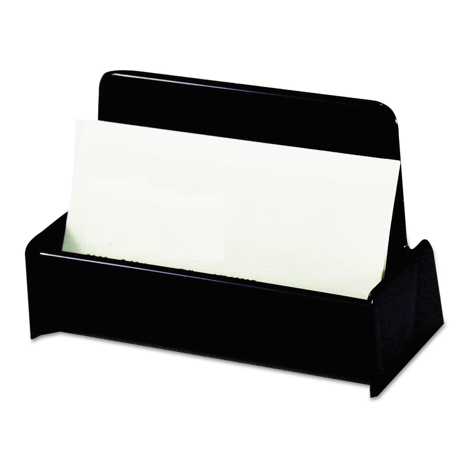 Business Card Holder, Holds 50 2 x 3.5 Cards, 3.75 x 1.81 x 1.38, Plastic, Black - 
