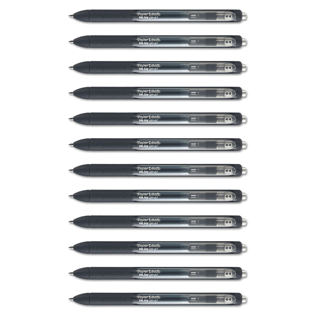 InkJoy Gel Pen, Retractable, Medium 0.7 mm, Black Ink, Black Barrel, Dozen