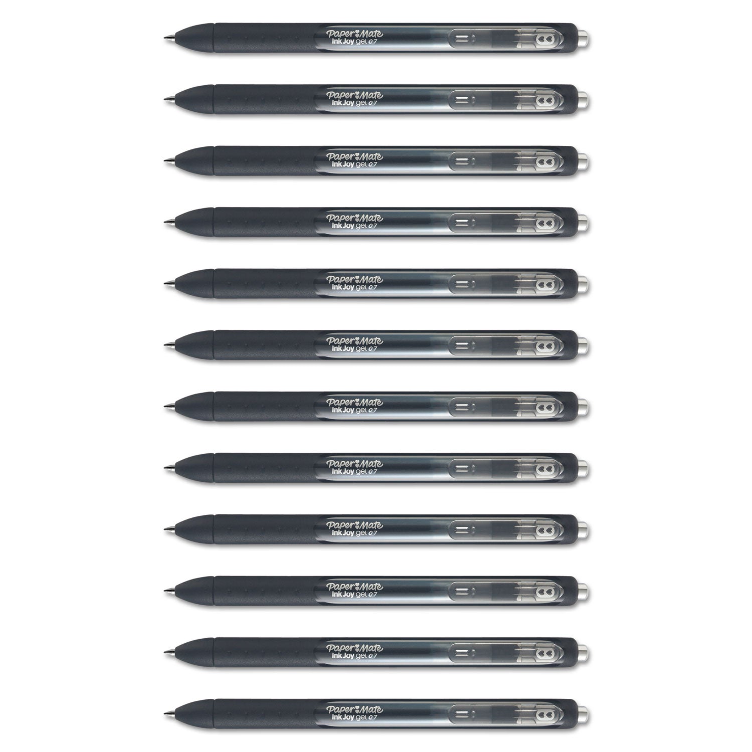 InkJoy Gel Pen, Retractable, Medium 0.7 mm, Black Ink, Black Barrel, Dozen