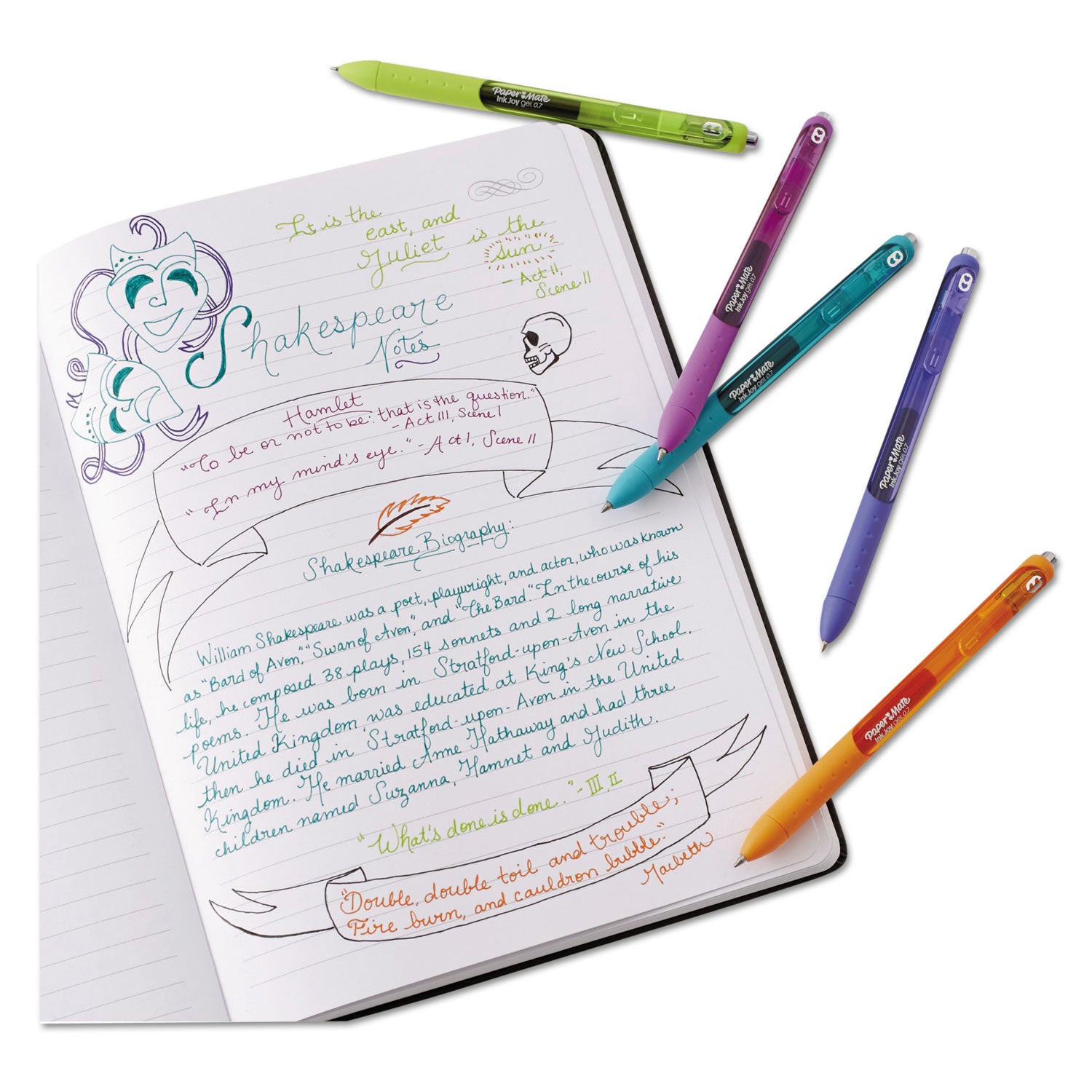 InkJoy Gel Pen, Retractable, Medium 0.7 mm, Black Ink, Black Barrel, Dozen - 