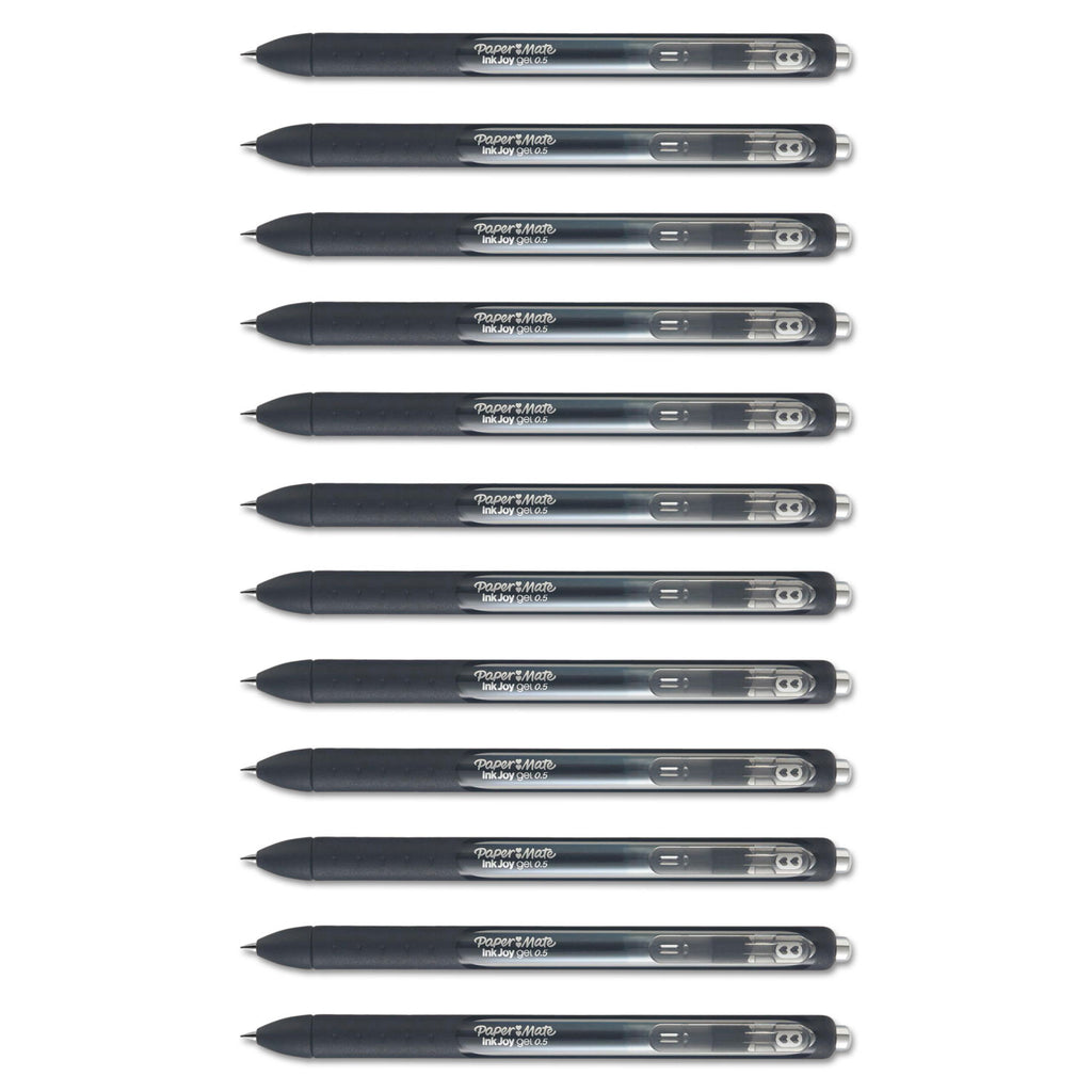 InkJoy Gel Pen, Retractable, Fine 0.5 mm, Black Ink, Black Barrel, Dozen