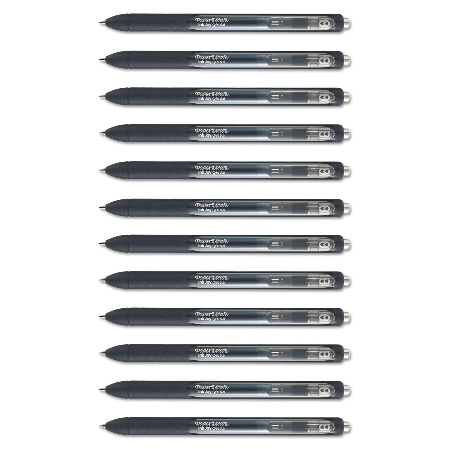 InkJoy Gel Pen, Retractable, Fine 0.5 mm, Black Ink, Black Barrel, Dozen