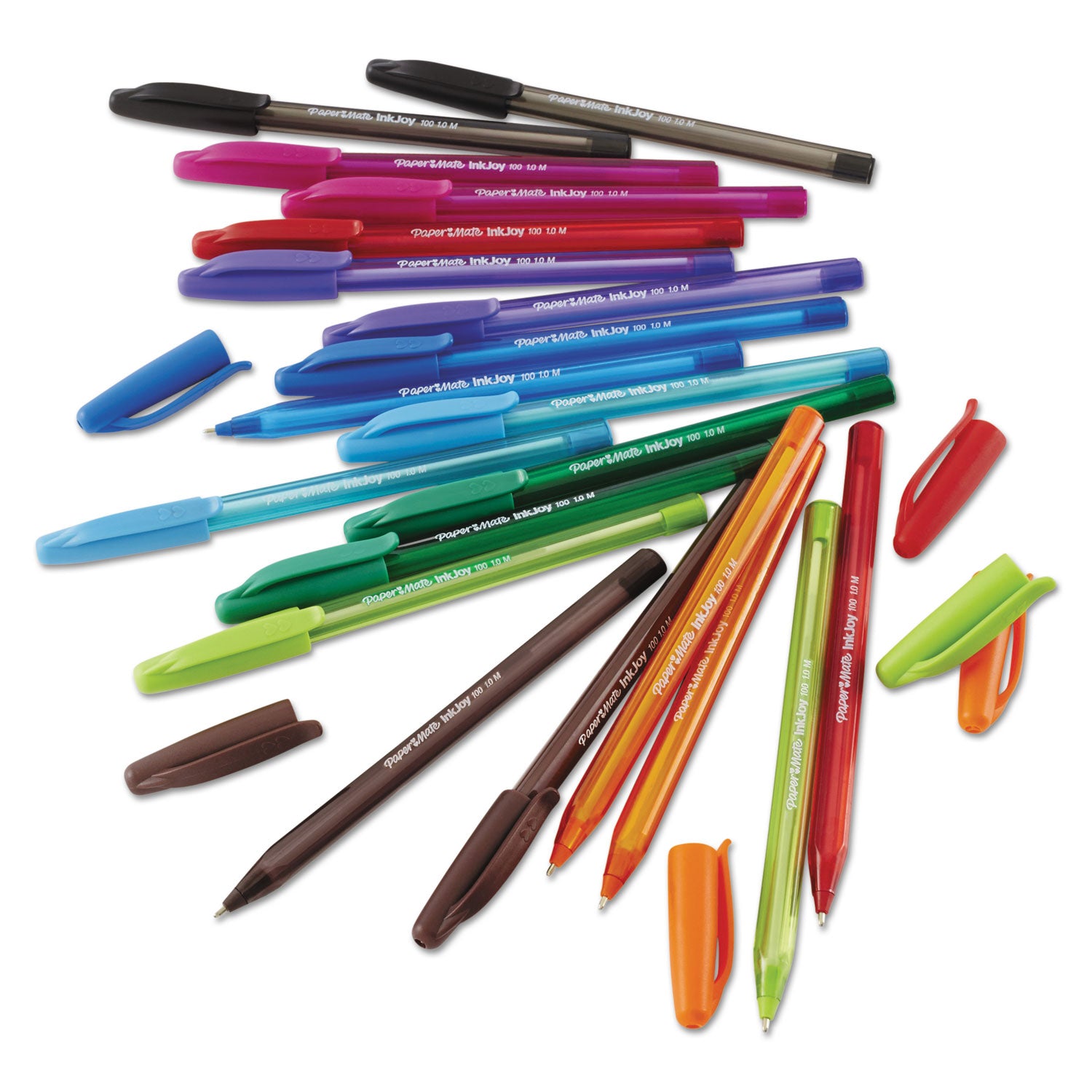 InkJoy 100 Ballpoint Pen, Stick, Medium 1 mm, Black Ink, Smoke/Black Barrel, Dozen