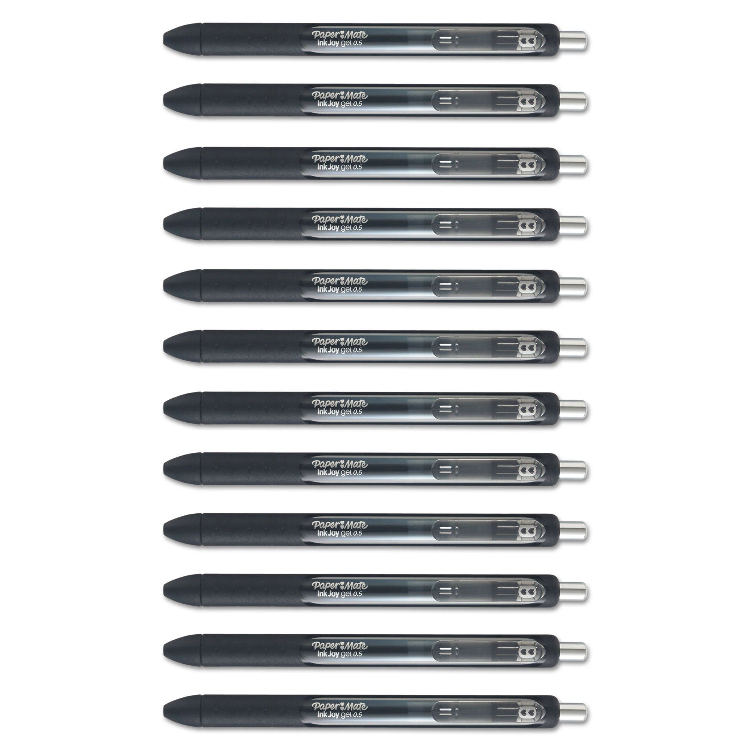 InkJoy Gel Pen, Retractable, Fine 0.5 mm, Black Ink, Black Barrel, Dozen - 