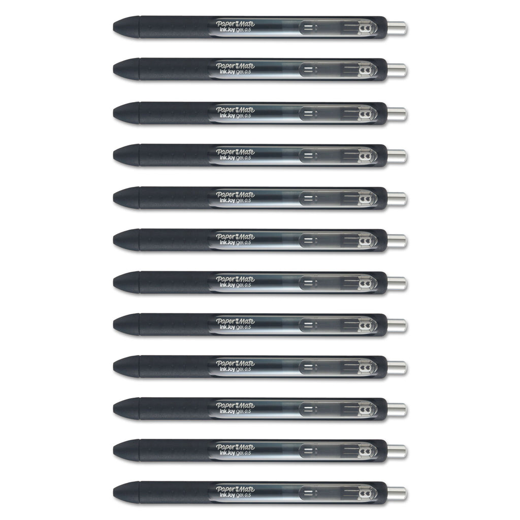 InkJoy Gel Pen, Retractable, Fine 0.5 mm, Black Ink, Black Barrel, Dozen
