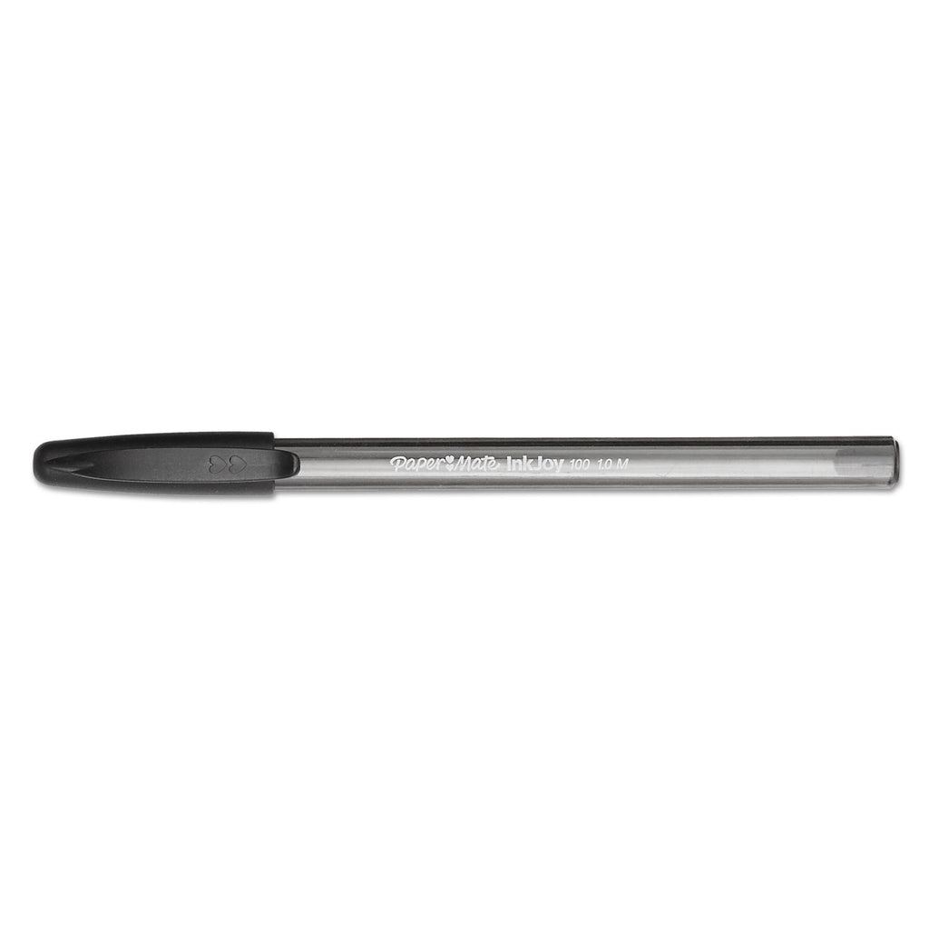 InkJoy 100 Ballpoint Pen, Stick, Medium 1 mm, Black Ink, Smoke/Black Barrel, Dozen
