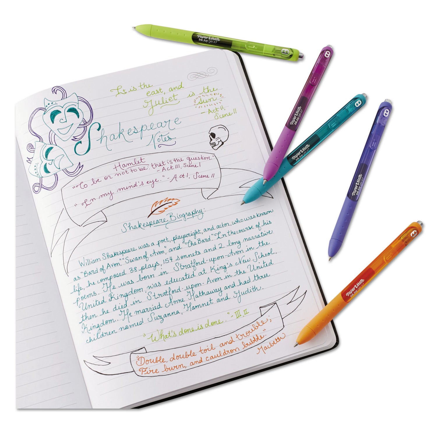 InkJoy Gel Pen, Retractable, Medium 0.7 mm, Assorted Ink and Barrel Colors, 20/Pack - 