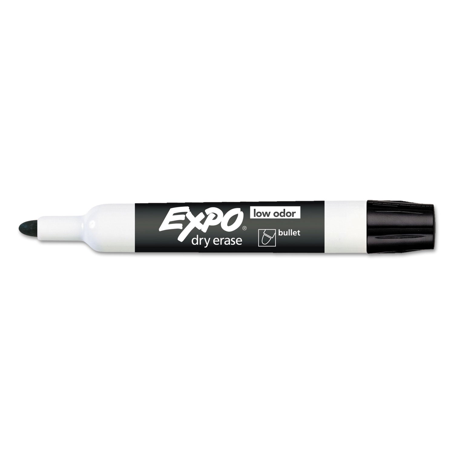 Low-Odor Dry-Erase Marker, Medium Bullet Tip, Black, Dozen - 