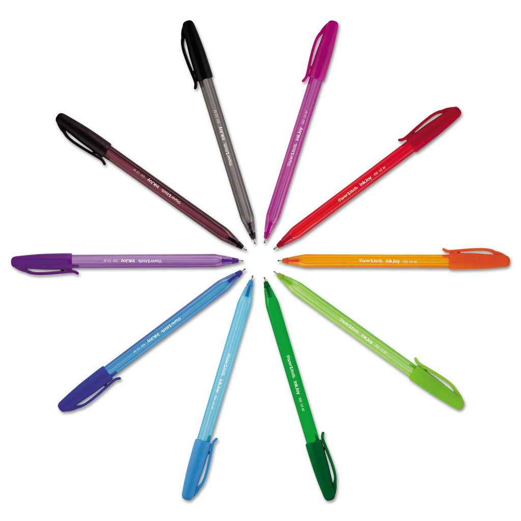 InkJoy 100 Ballpoint Pen, Stick, Medium 1 mm, Black Ink, Smoke/Black Barrel, Dozen