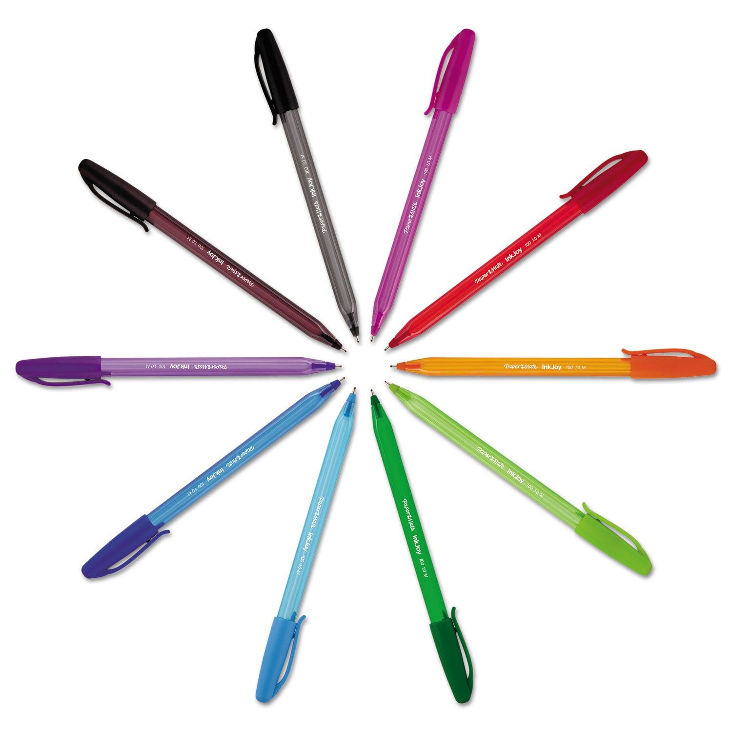 InkJoy 100 Ballpoint Pen, Stick, Medium 1 mm, Black Ink, Smoke/Black Barrel, Dozen