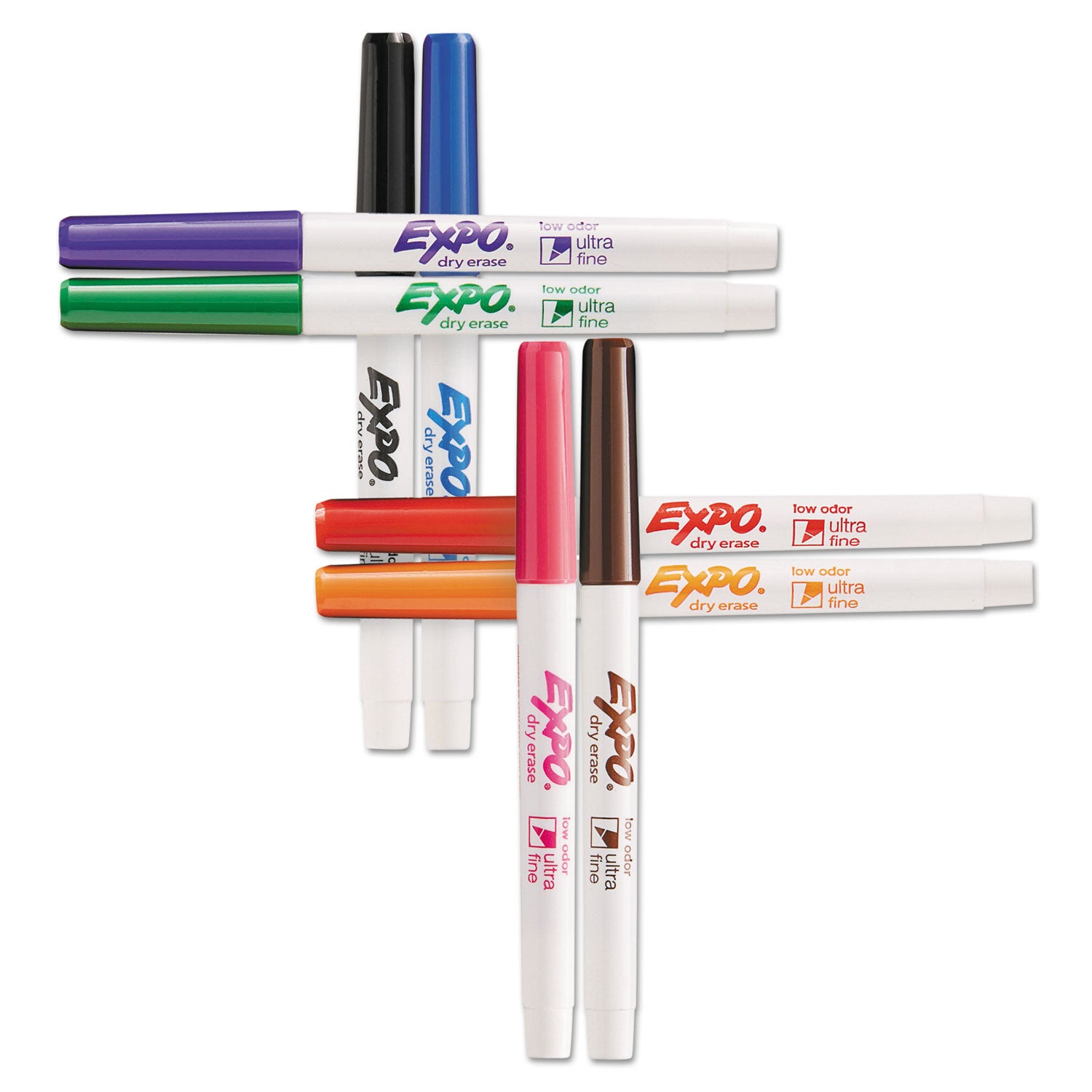 Low-Odor Dry-Erase Marker, Extra-Fine Bullet Tip, Assorted Colors, 8/Set - 