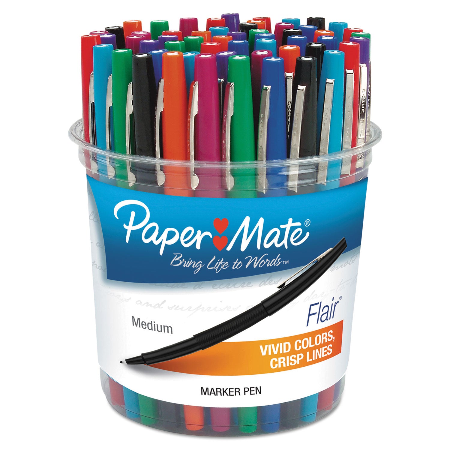 Point Guard Flair Felt Tip Porous Point Pen, Stick, Bold 1.4 mm, Assorted Ink and Barrel Colors, 48/Pack - 
