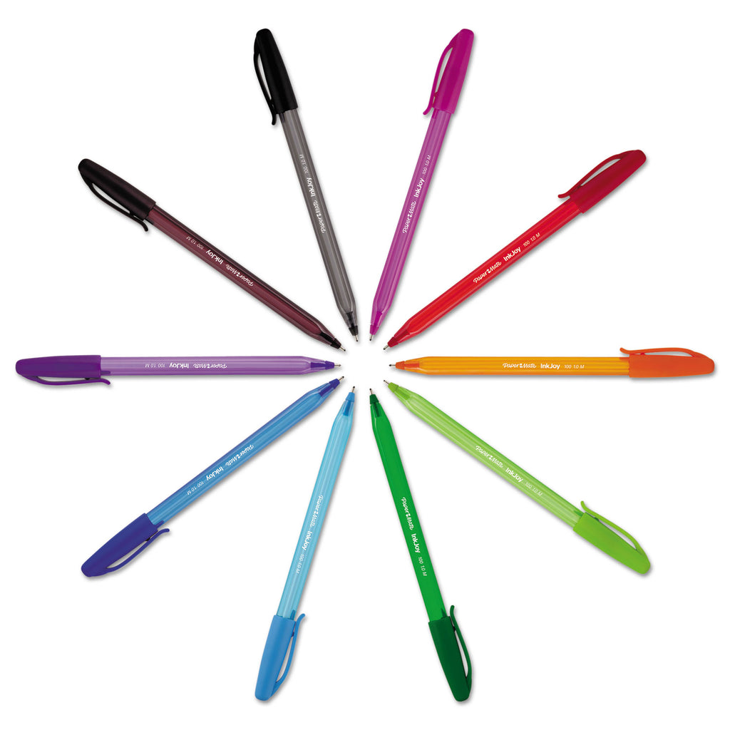 InkJoy 100 Ballpoint Pen, Stick, Medium 1 mm, Blue Ink, Translucent Blue Barrel, Dozen
