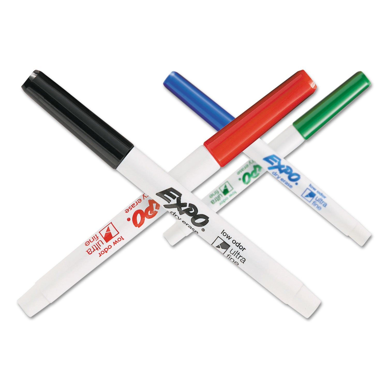 Low-Odor Dry-Erase Marker, Extra-Fine Bullet Tip, Assorted Colors, 4/Pack - 