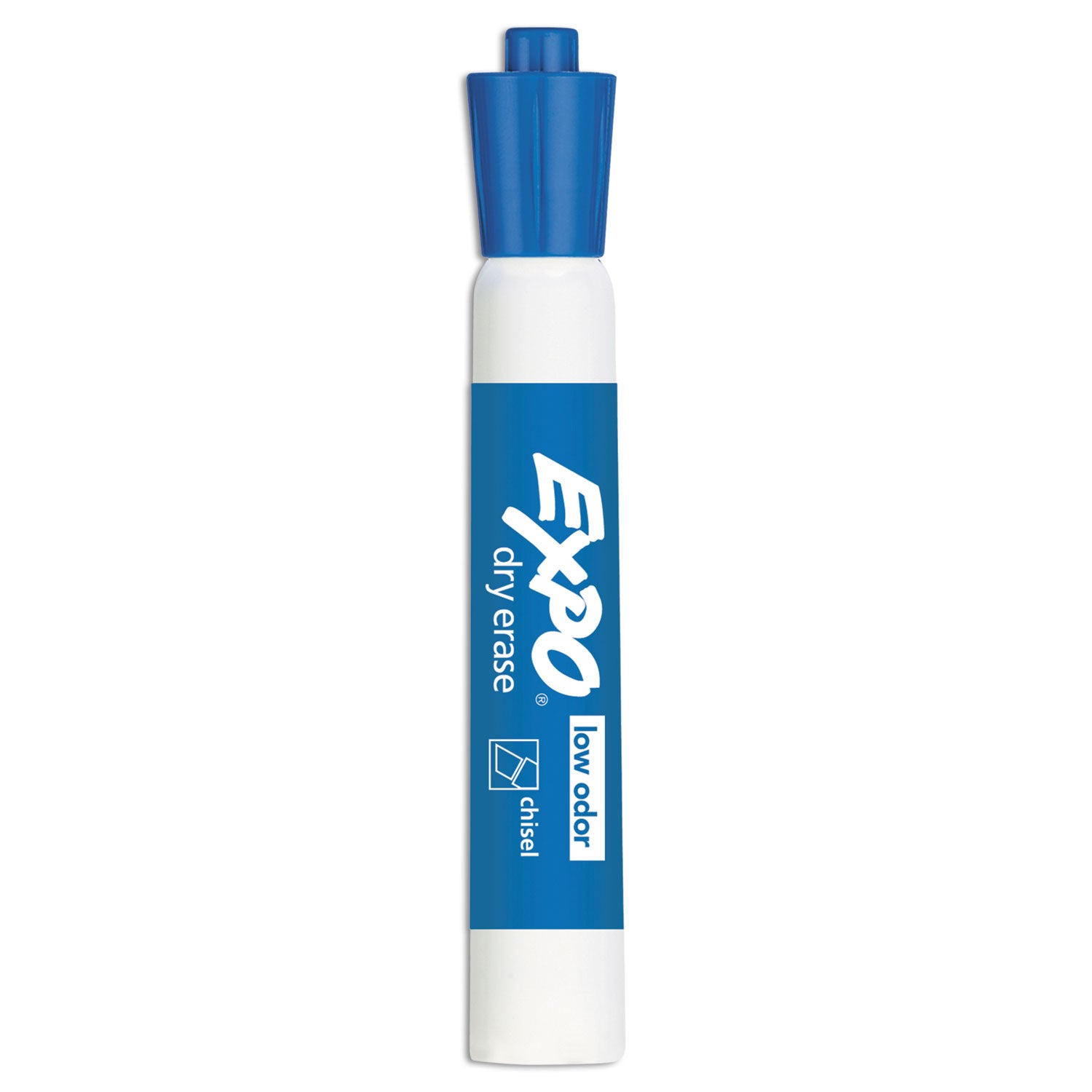 Low-Odor Dry-Erase Marker, Broad Chisel Tip, Blue, Dozen - 