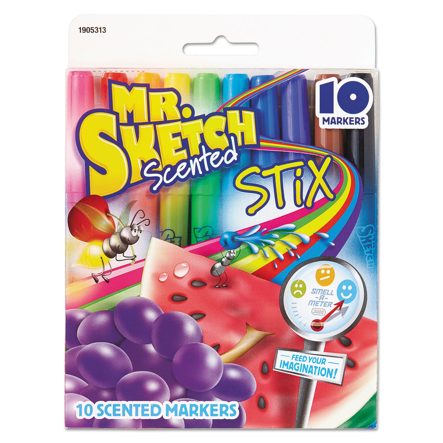 Scented Stix Watercolor Marker Set, Fine Bullet Tip, Assorted Colors, 10/Set - 
