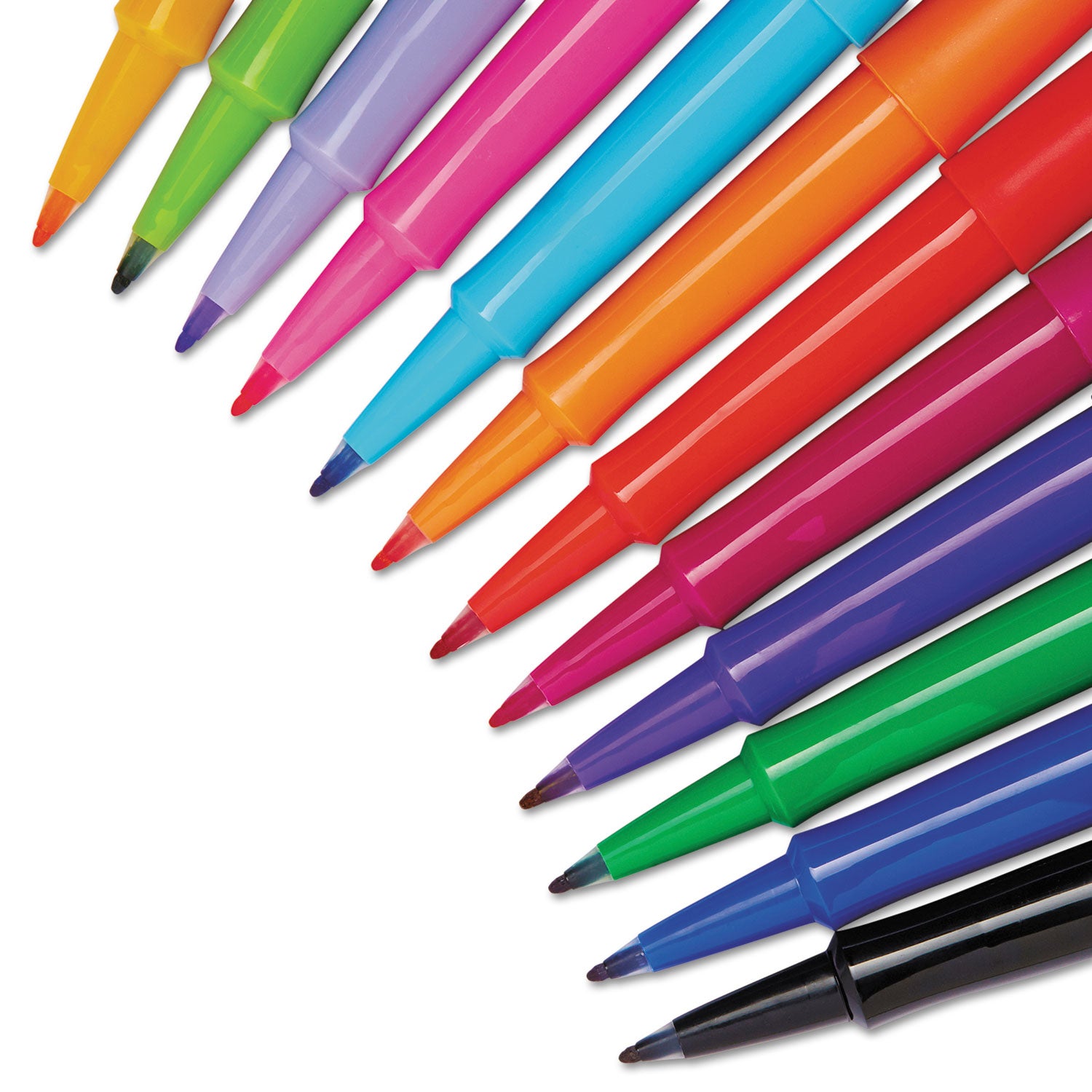 Point Guard Flair Felt Tip Porous Point Pen, Stick, Medium 0.7 mm, Assorted Ink and Barrel Colors, 12/Pack - 