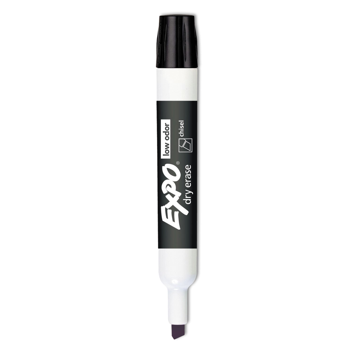 Low-Odor Dry-Erase Marker, Broad Chisel Tip, Black, Dozen - 