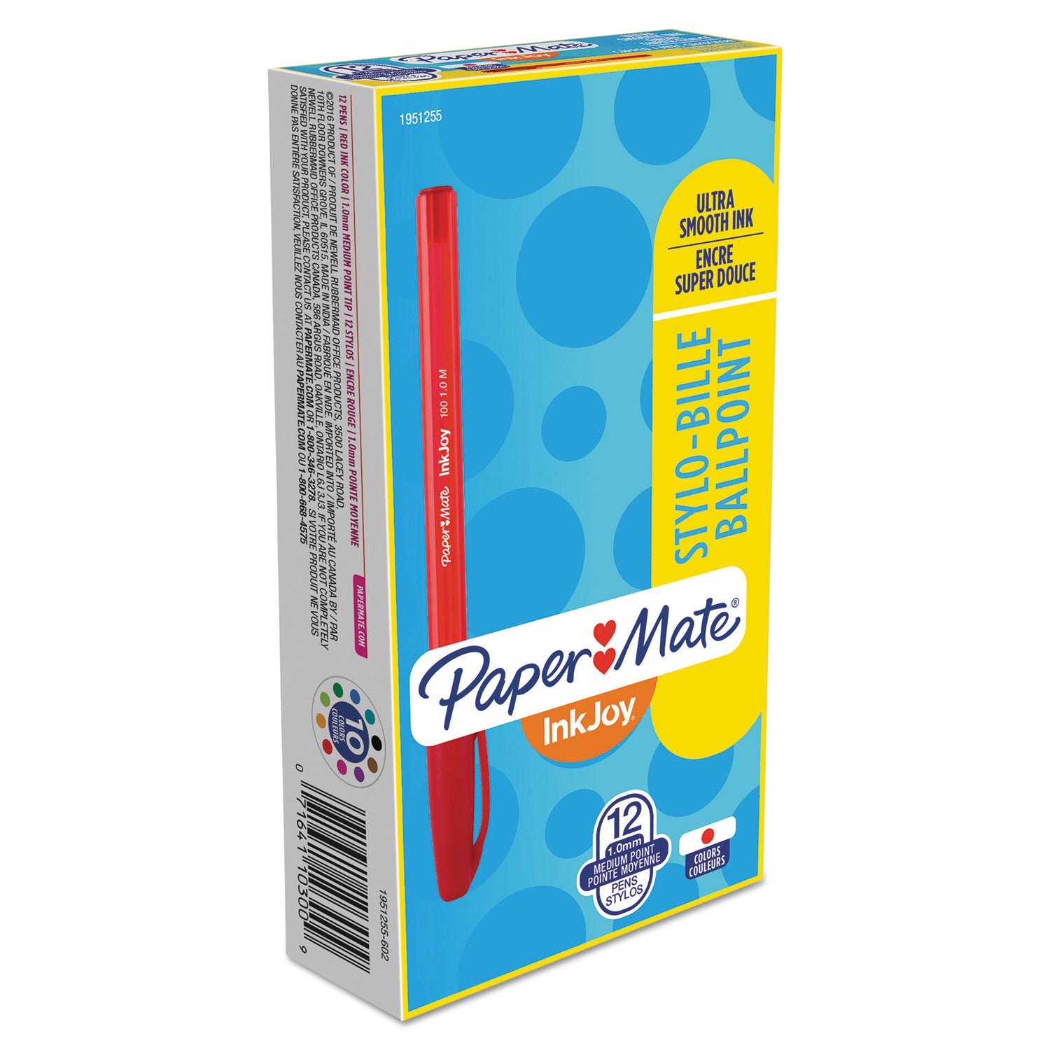 inkjoy-100-ballpoint-pen-stick-medium-1-mm-red-ink-translucent-red-barrel-dozen_pap1951255 - 2