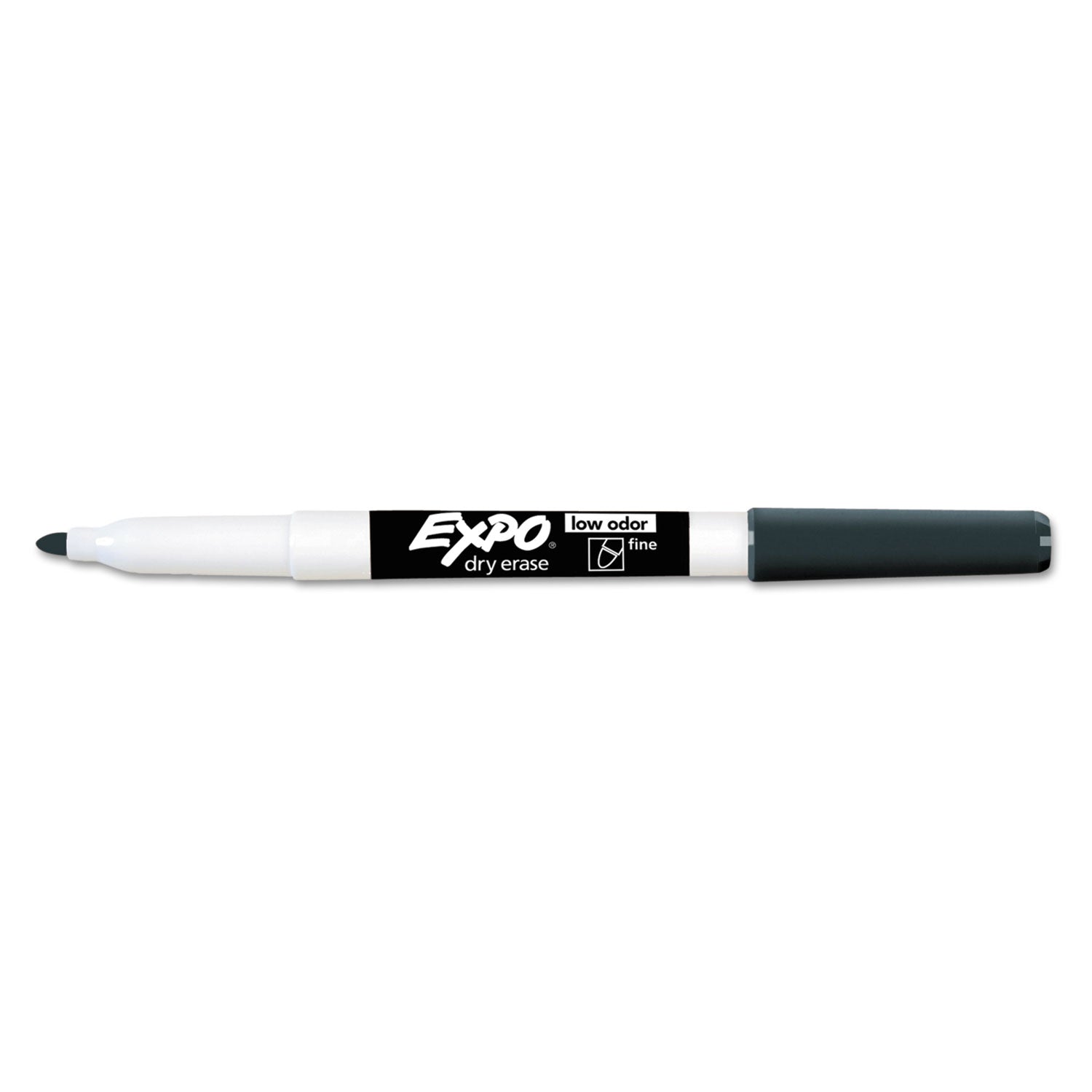 Low-Odor Dry-Erase Marker, Fine Bullet Tip, Black, Dozen - 