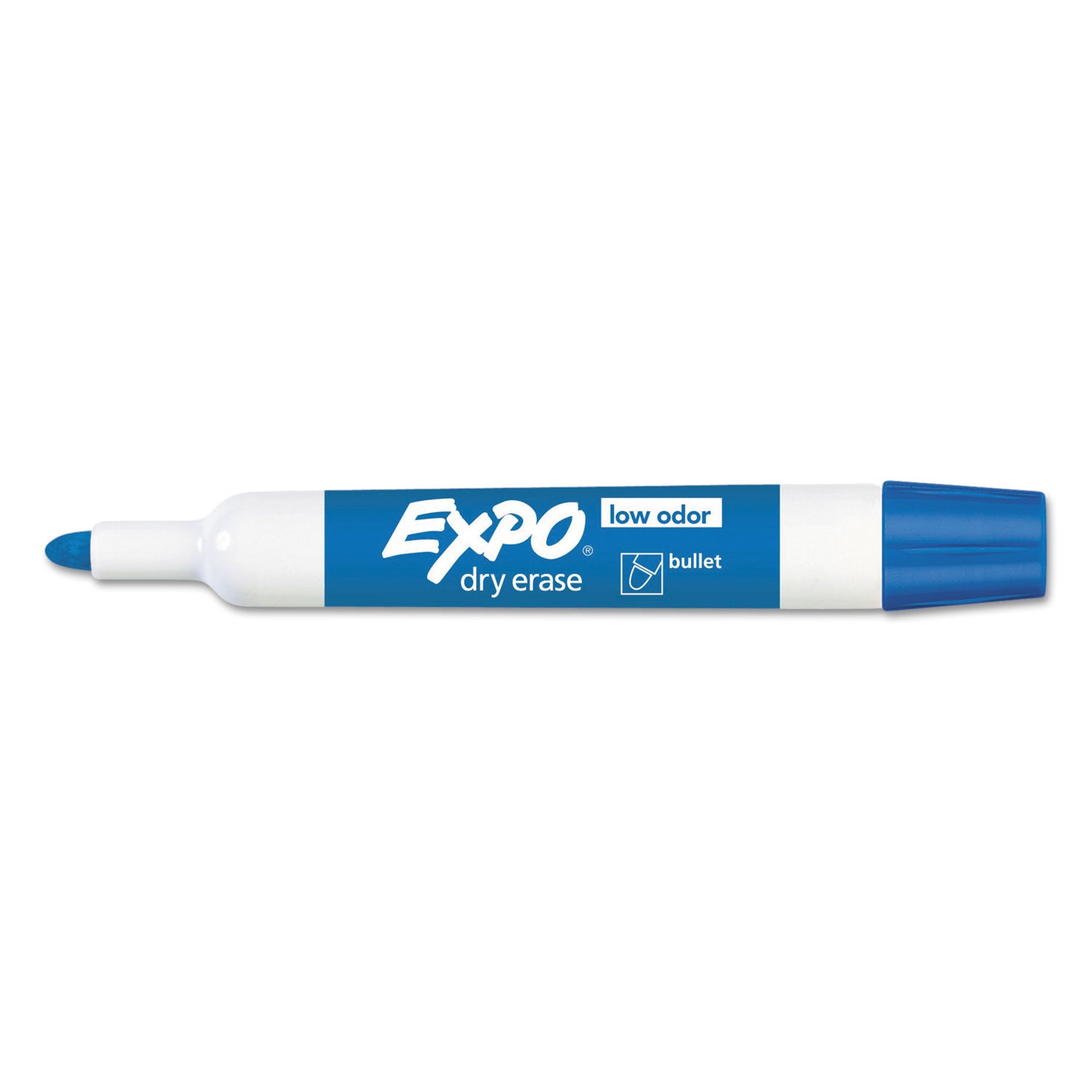 Low-Odor Dry-Erase Marker, Medium Bullet Tip, Blue, Dozen - 