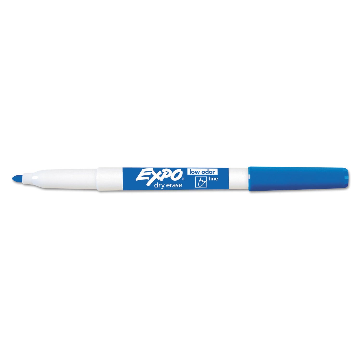 Low-Odor Dry-Erase Marker, Fine Bullet Tip, Blue, Dozen - 