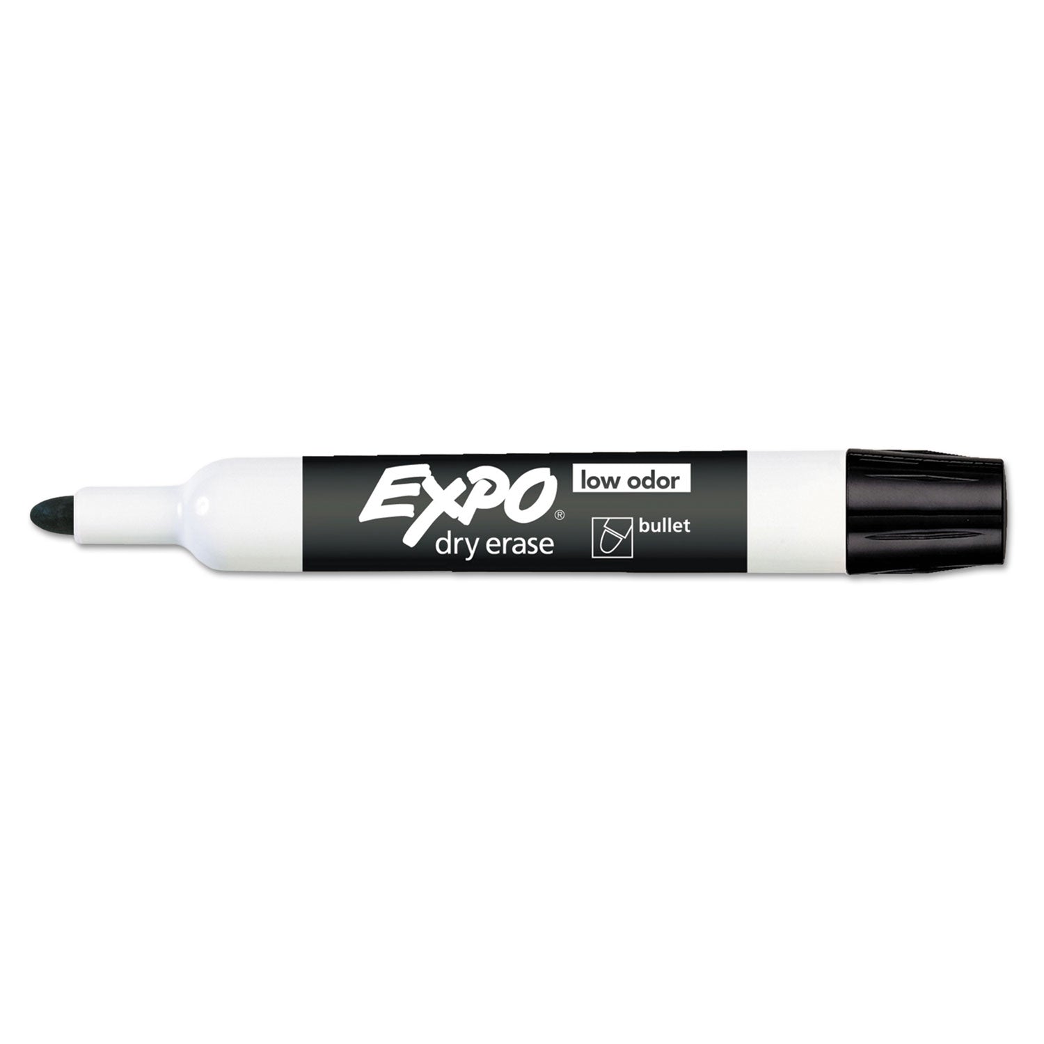 Low-Odor Dry-Erase Marker, Medium Bullet Tip, Black, Dozen - 