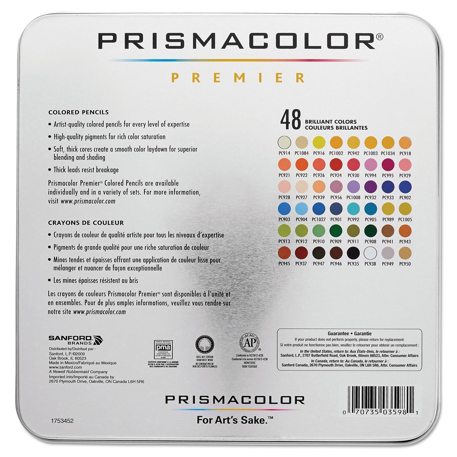 Premier Colored Pencil, 3 mm, 2B, Assorted Lead and Barrel Colors, 48/Pack