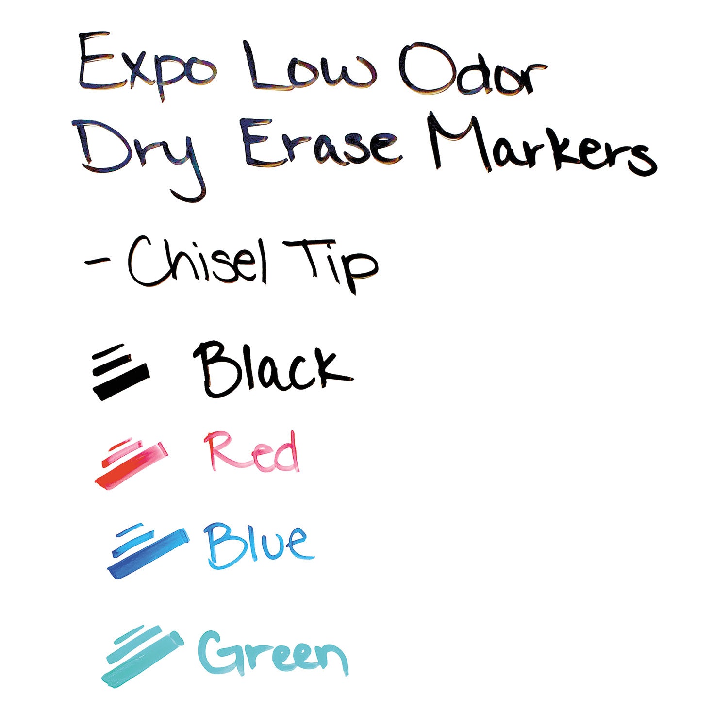 Low-Odor Dry Erase Marker Starter Set, Broad Chisel Tip, Assorted Colors, 4/Set - 